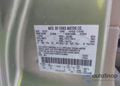 2008 Ford Escape Xlt from USA, damaged, VIN 1FMCU93158KA33405